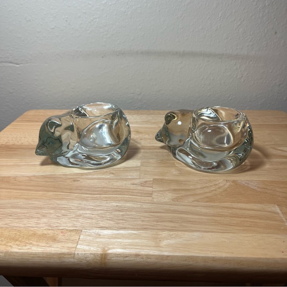 NWT Set of 2 Crystal Indiana Glass Cat Votive Candle Holders - Picture 3 of 12
